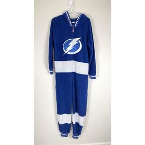 Tampa Bay Lightning Jumpsuit One Piece Adults Small Hockey Sockey NHL Fleece